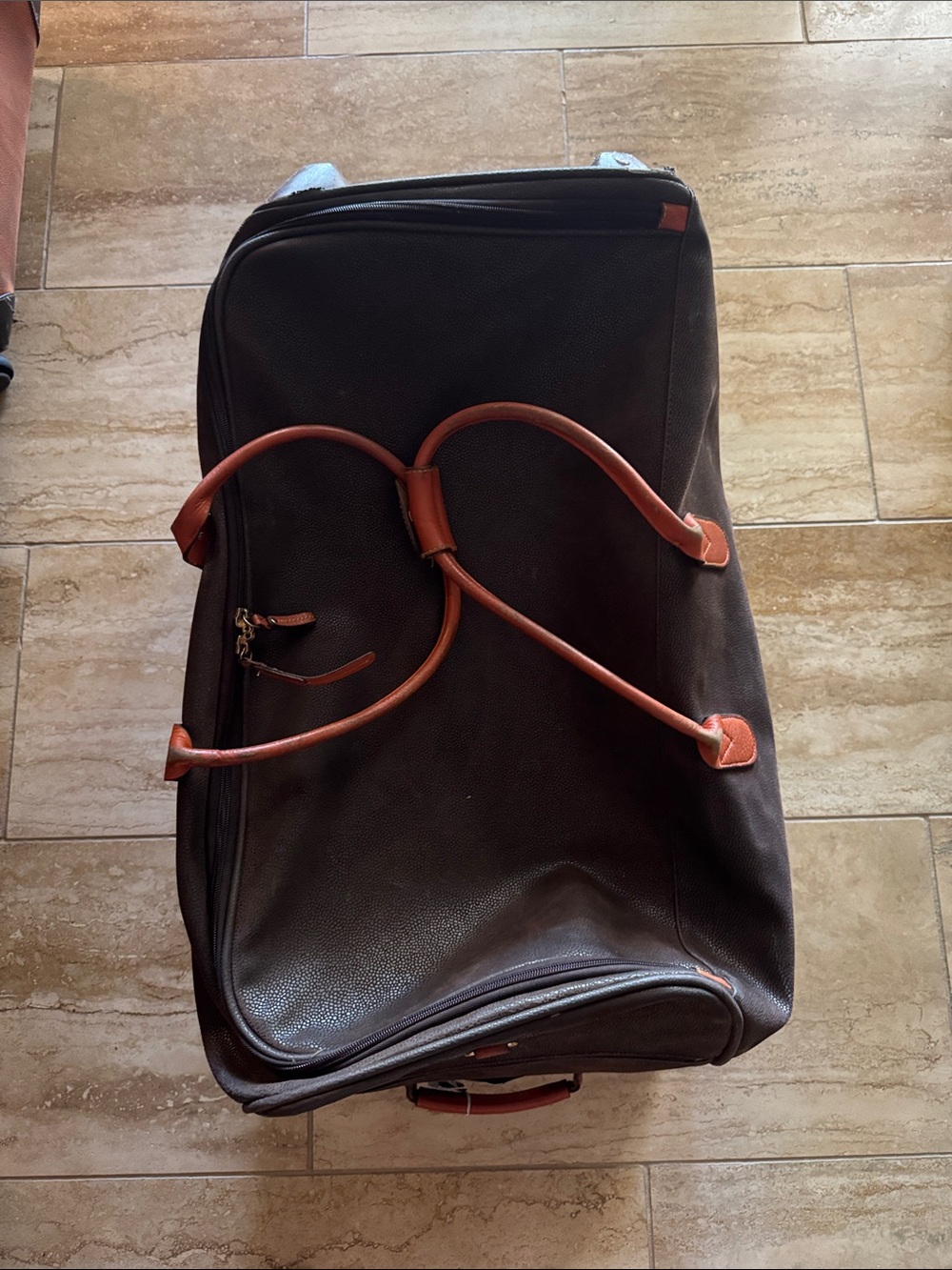 Bric's Chocolate Brown Duffel with Tan Leather Trim